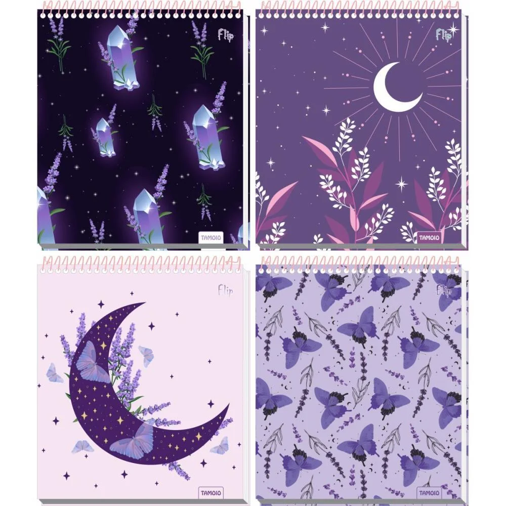 Caderno 01X1 Cp.dura Colegial Flip Feminino Vert 80F 4Capas Tamoio (Pct.c/04)