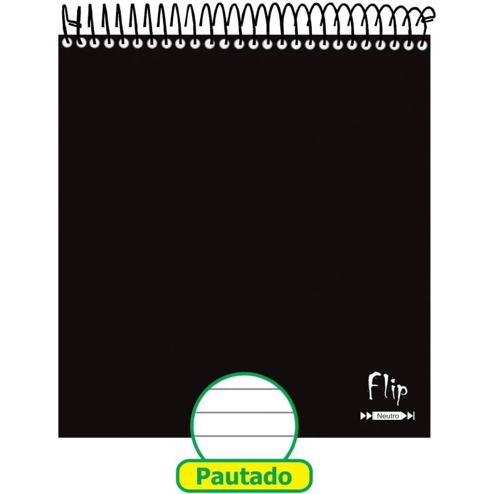 Caderno 01X1 Cp.dura Colegial Flip Neutro Preto Vert 80F Tamoio (Pct.c/04)