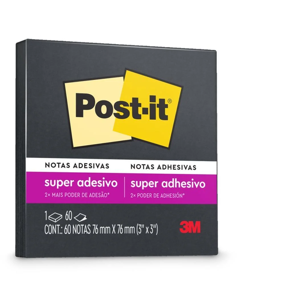 Bloco De Recado Post-It 76X76Mm Preto 60Fls. 3M (Unidade)