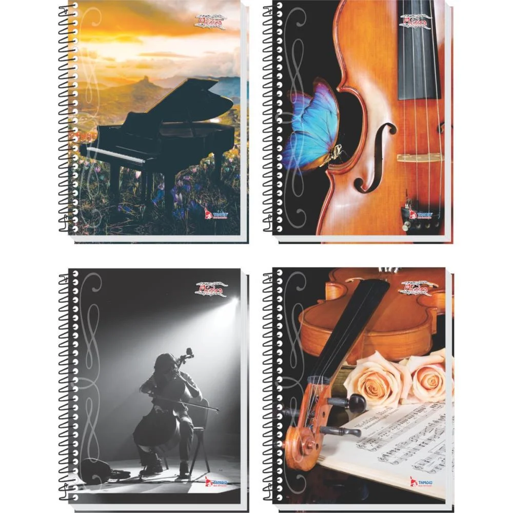 Caderno Musica 8 Capas 1/4 64 Folhas 63G. Tamoio (Pct.c/05)