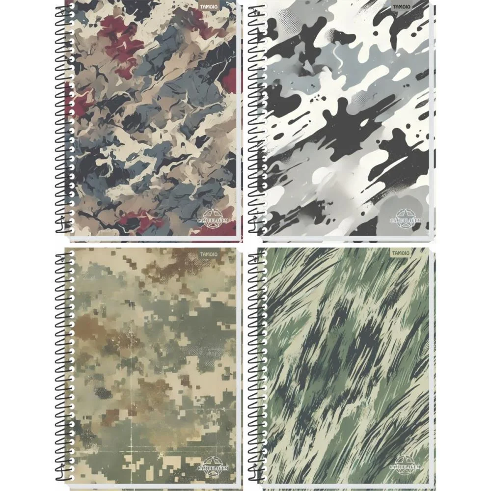 Caderno 15X1 Capa Dura Camuflagem 240 Folhas Tamoio (Pct.c/04)