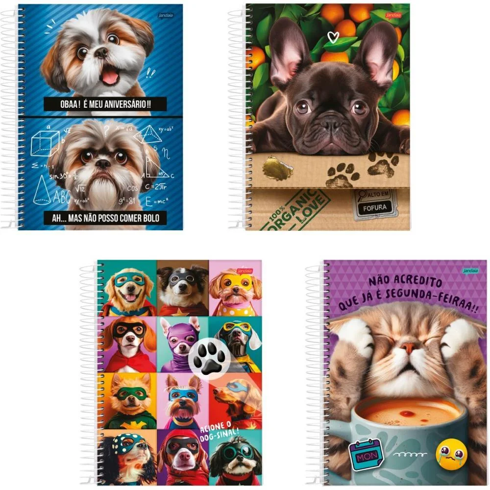 Caderno 01X1 Capa Dura Pets Love 80Fls. Jandaia (Pct.c/04)