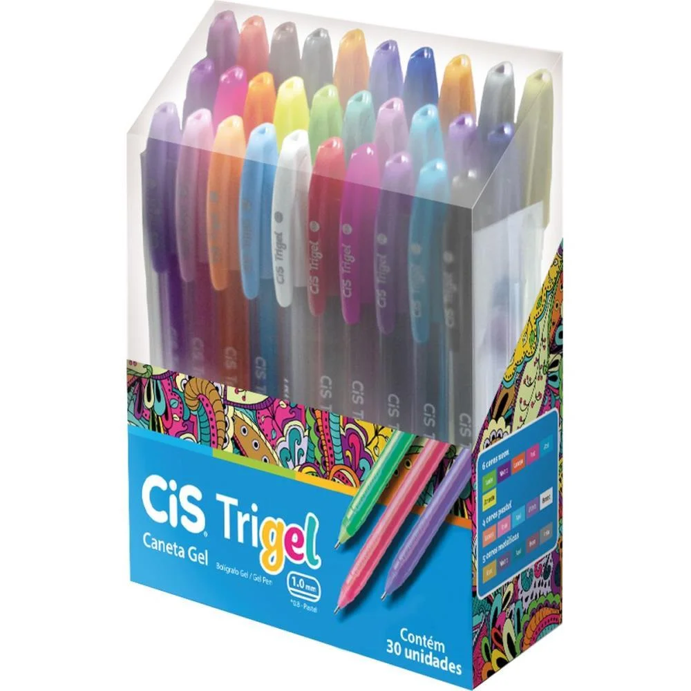 Caneta Gel Cis Trigel 1,0Mm 30 Cores Sertic (Dp.c/30)