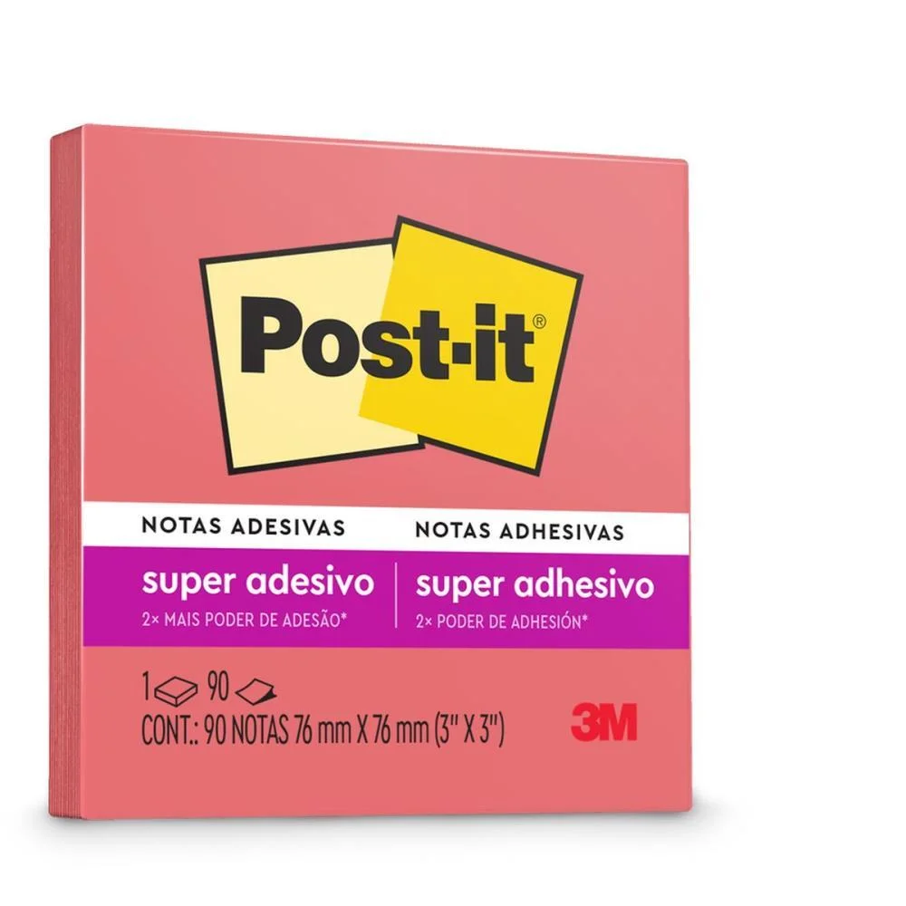 Bloco De Recado Post-It 76X76Mm Poppy 90Fls. 3M (Unidade)