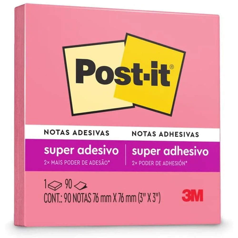 Bloco De Recado Post-It 76X76Mm Pink 90Fls. 3M (Unidade)