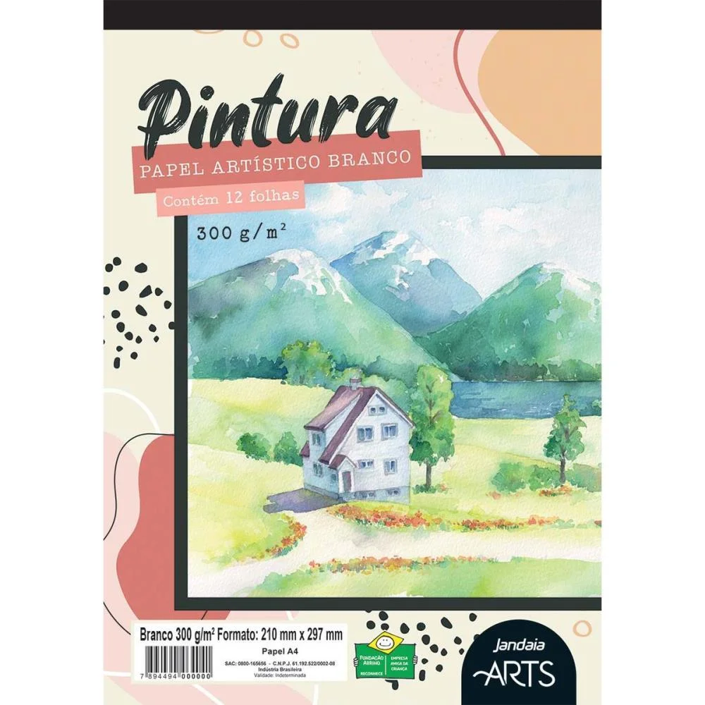 Bloco Para Educacao Artistica Arts Pintura A4 300G. 12Fls. Jandaia (Unidade)