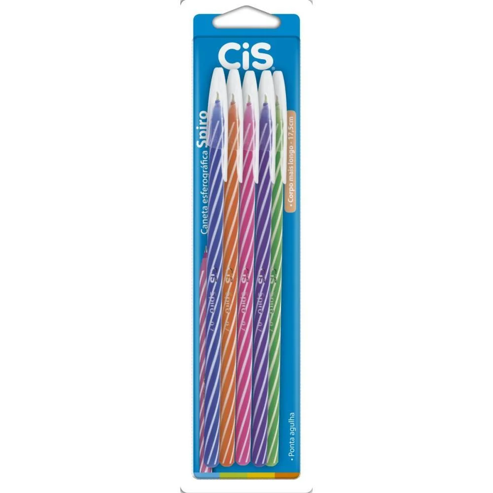Caneta Esferografica Cis Spiro 0,7Mm 5Cores Bl. Sertic (Blister)
