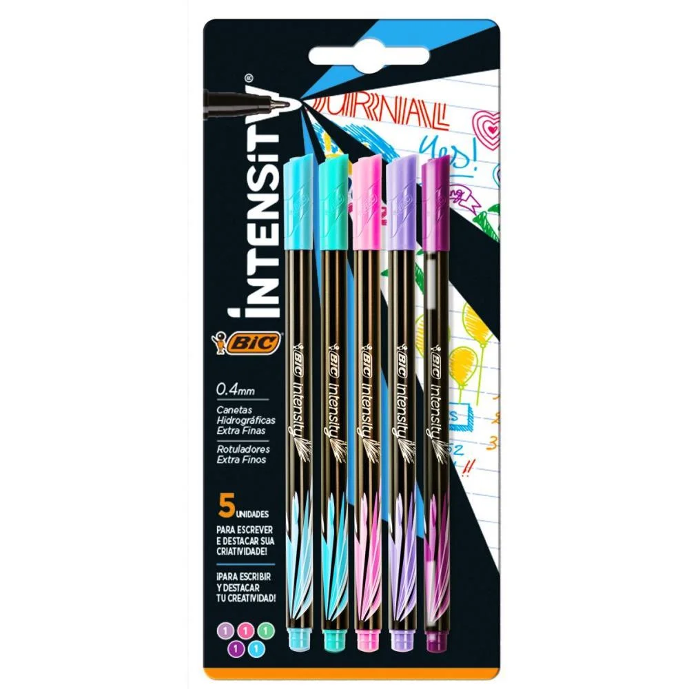Caneta Com Ponta Porosa Intensity 0.4Mm Pastel 5Cores Bic (Bl.c/05)