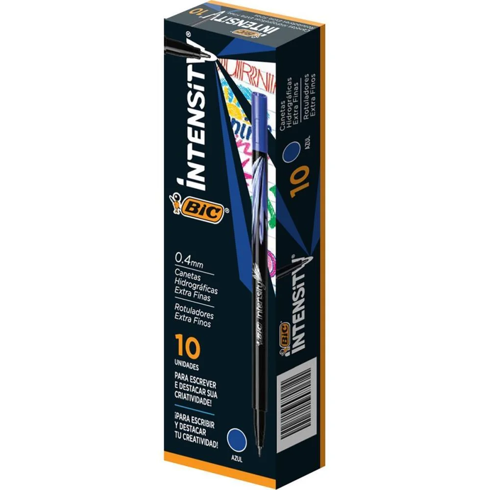 Caneta Com Ponta Porosa Intensity 0.4Mm Azul Bic (Cx.c/10)