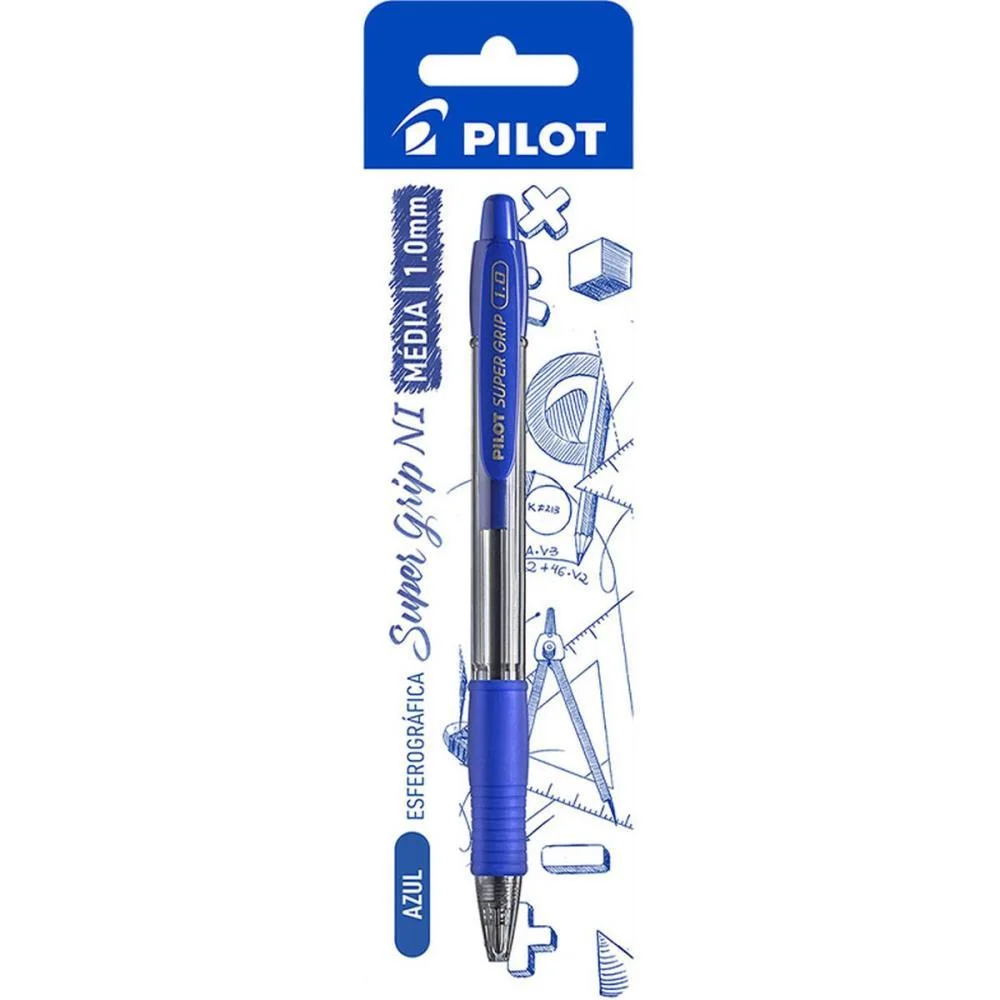 Caneta Esferografica Retratil Bpgp-Super Grip-10R 1.0 Azul Pilot (Blister)