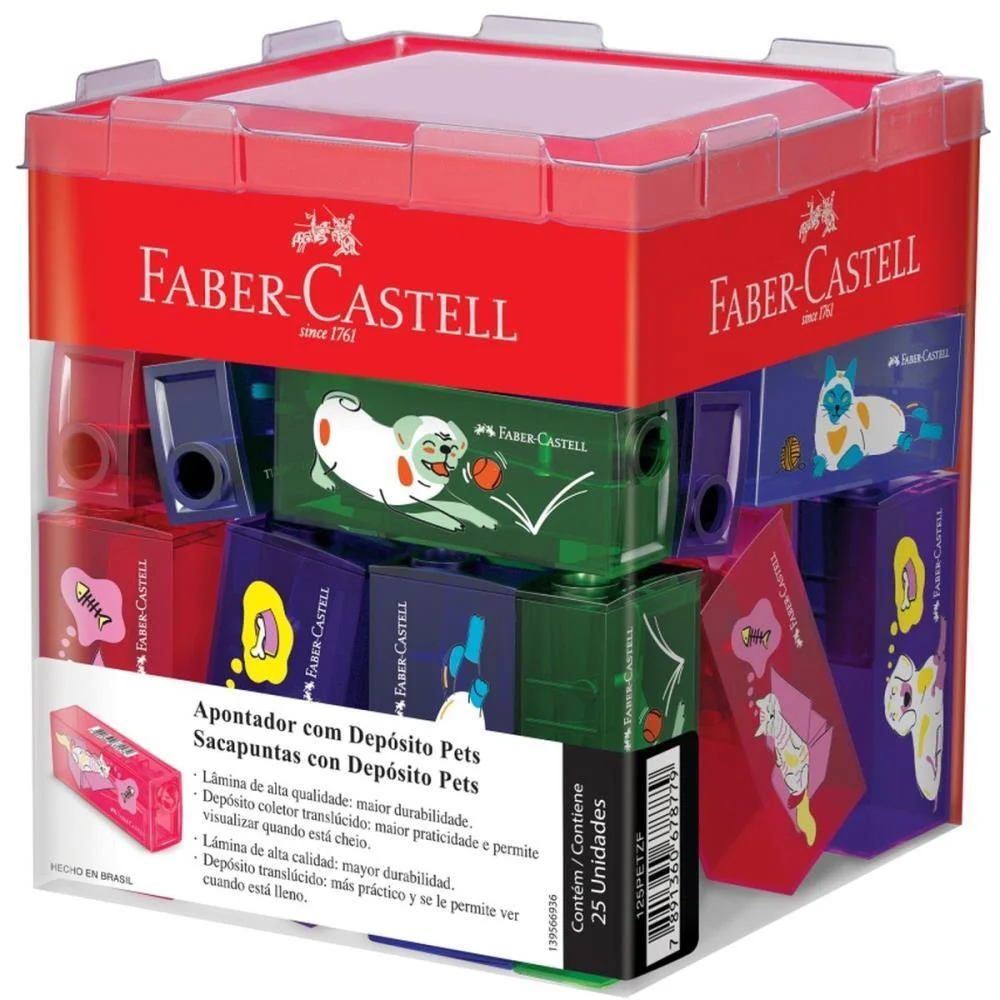 Apontador Com Deposito Pets 4Modelos Faber-Castell (Dp.c/25)