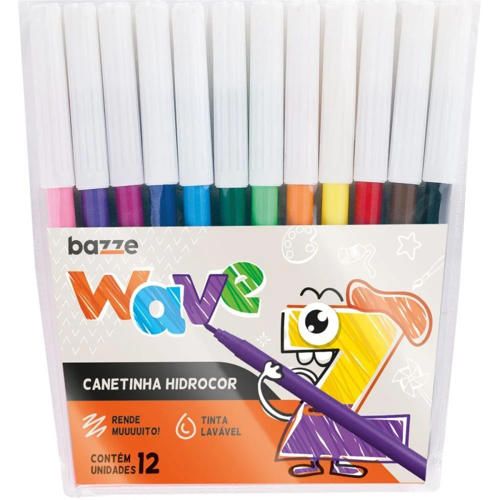 Caneta Hidrografica Bazze Wave 12 Cores Summit (Pct.c/12)