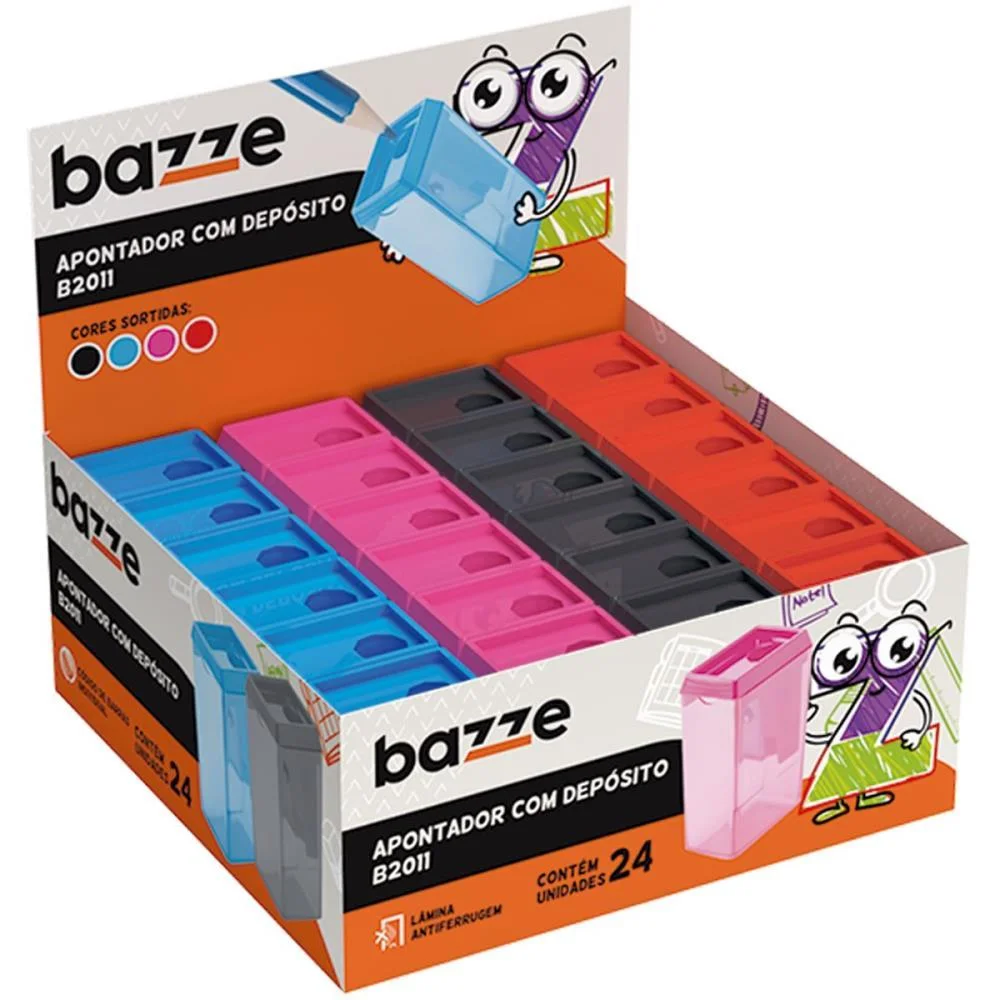 Apontador Com Deposito Bazze B2011 Cores Sortidas Summit (Cx.c/24)