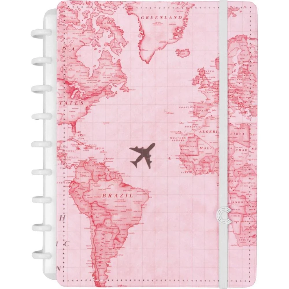 Caderno Inteligente Grande Mapa Mundi Rosa By Gocase 80Fl Caderno Inteligente (Unidade)