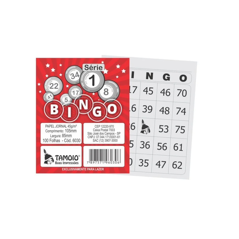 Bloco Para Bingo Jornal 105X85Mm 100Fls. S1-15 Tamoio (Pct.c/15)