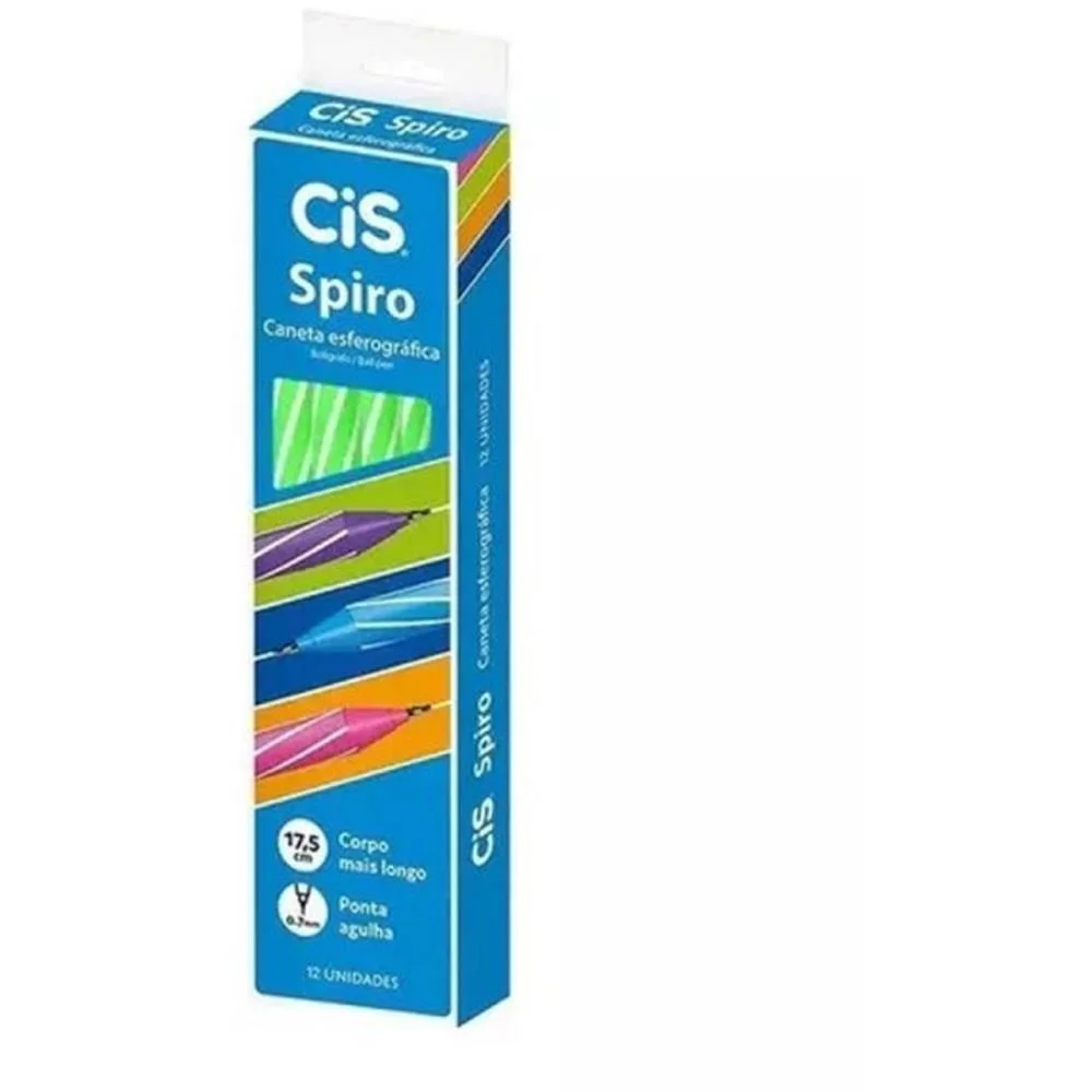 Caneta Esferografica Cis Spiro 0,7Mm Verde Sertic (Cx.c/12)