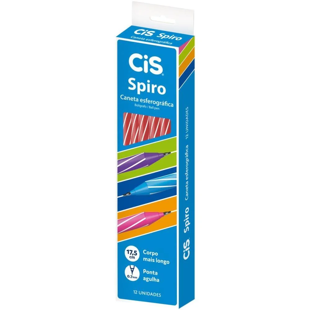 Caneta Esferografica Cis Spiro 0,7Mm Vermelha Sertic (Cx.c/12)