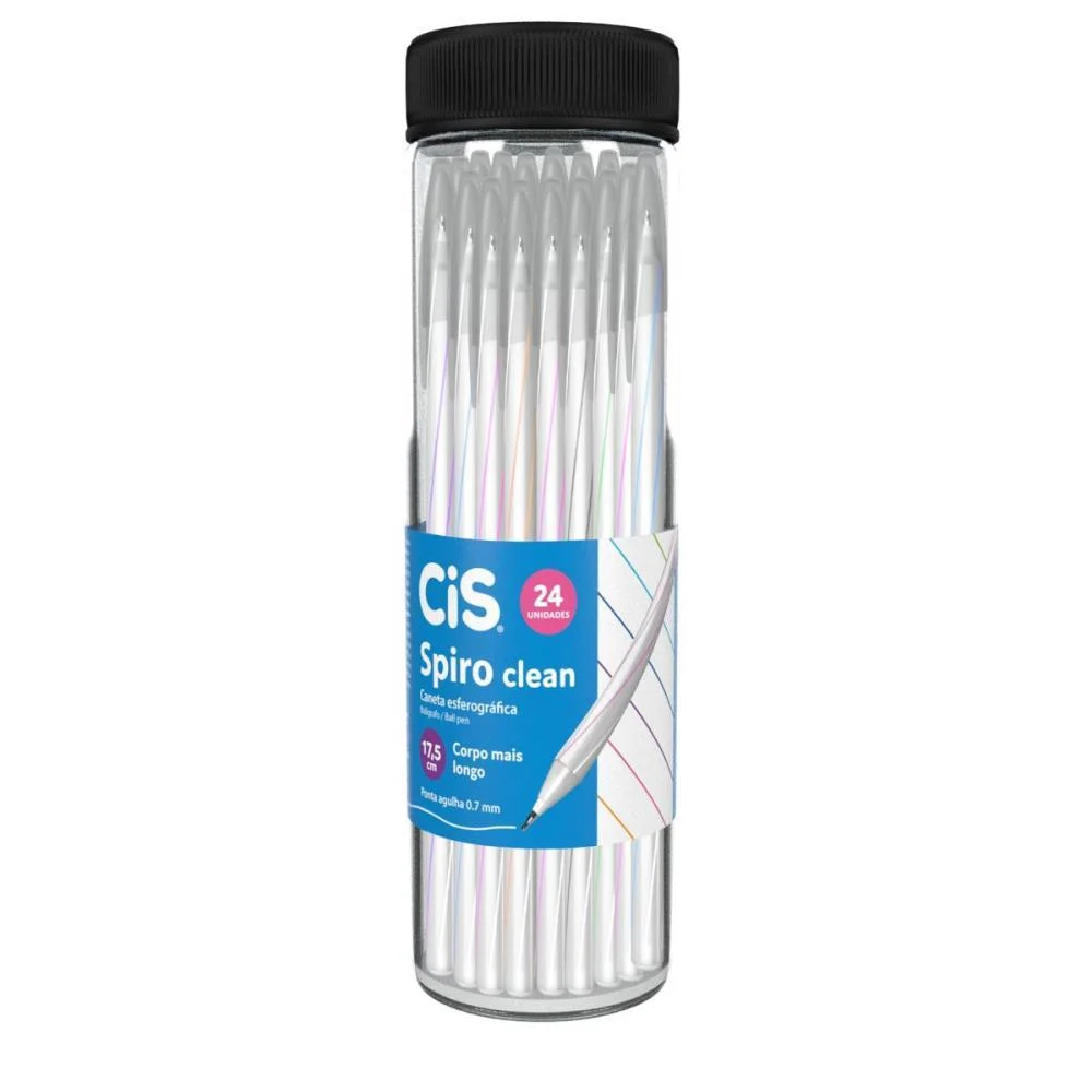 Caneta Esferografica Cis Spiro Clean 0,7Mm Cores Sertic (Pote-24)