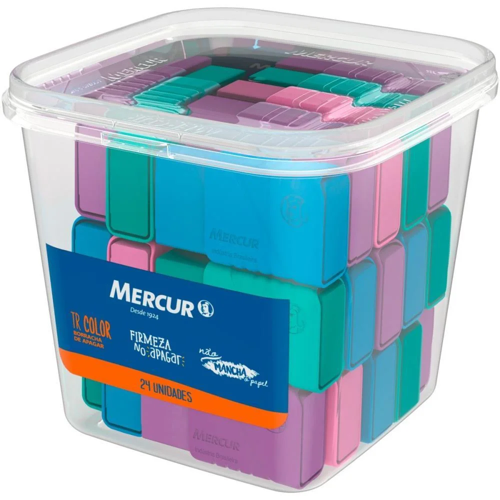 Borracha Colorida Tr Color C/Capa Plastica Mercur (Pote-24)