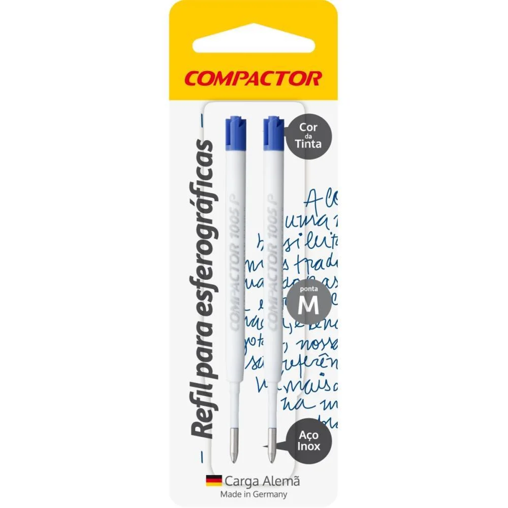 Carga Caneta Esferografica 1005 Plastica Azul Bl.c/02 Compactor (Cx.c/10)
