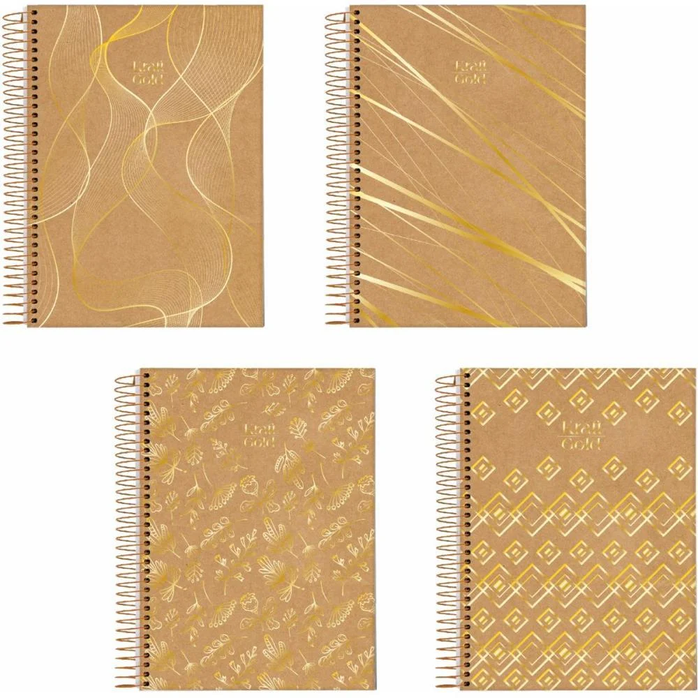 Caderno 01X1 Capa Dura Kraft Gold 80Fls. I.a Jandaia (Pct.c/04)