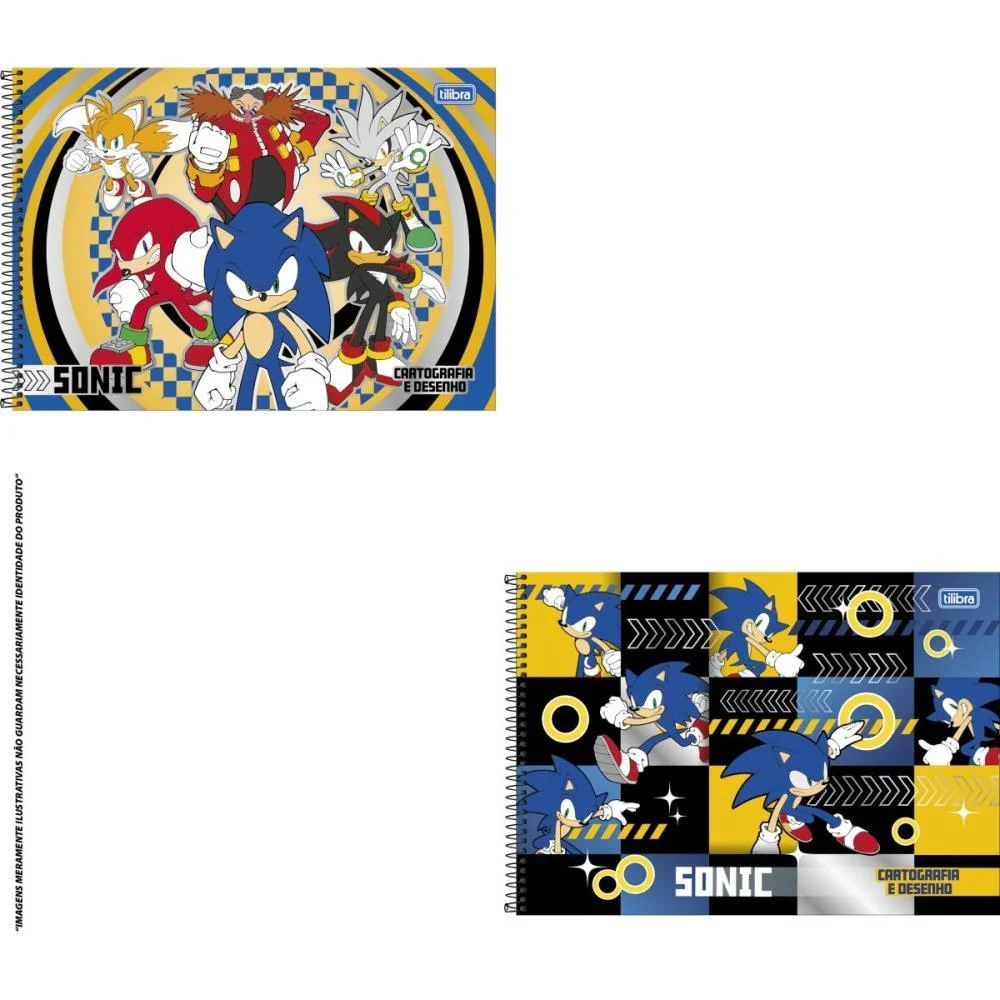 Caderno Desenho Univ Capa Dura Sonic 80Fls. Tilibra (Pct.c/04)