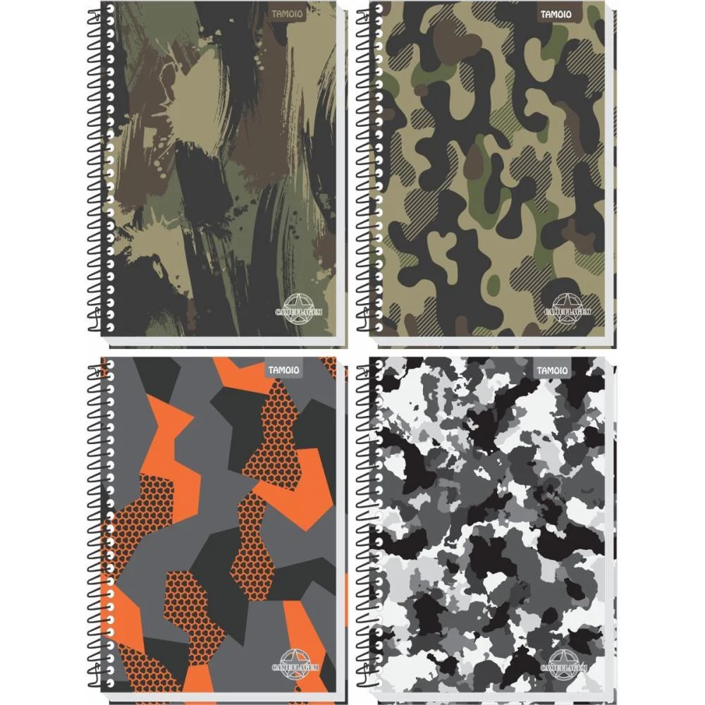 Caderno Espiral 1/4 Capa Dura Camuflagem 96 Folhas Tamoio (Pct.c/04)