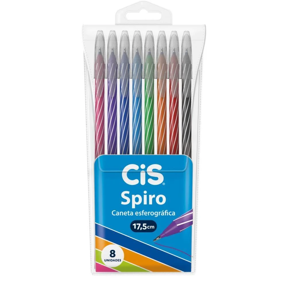 Caneta Esferografica Cis Spiro 0,7Mm 8Cores Sertic (Estojo) - imagem 2