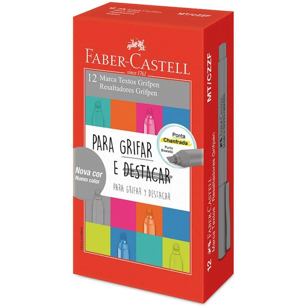 Caneta Marca Texto Grifpen Cinza Faber-Castell (Cx.c/12) - imagem 2