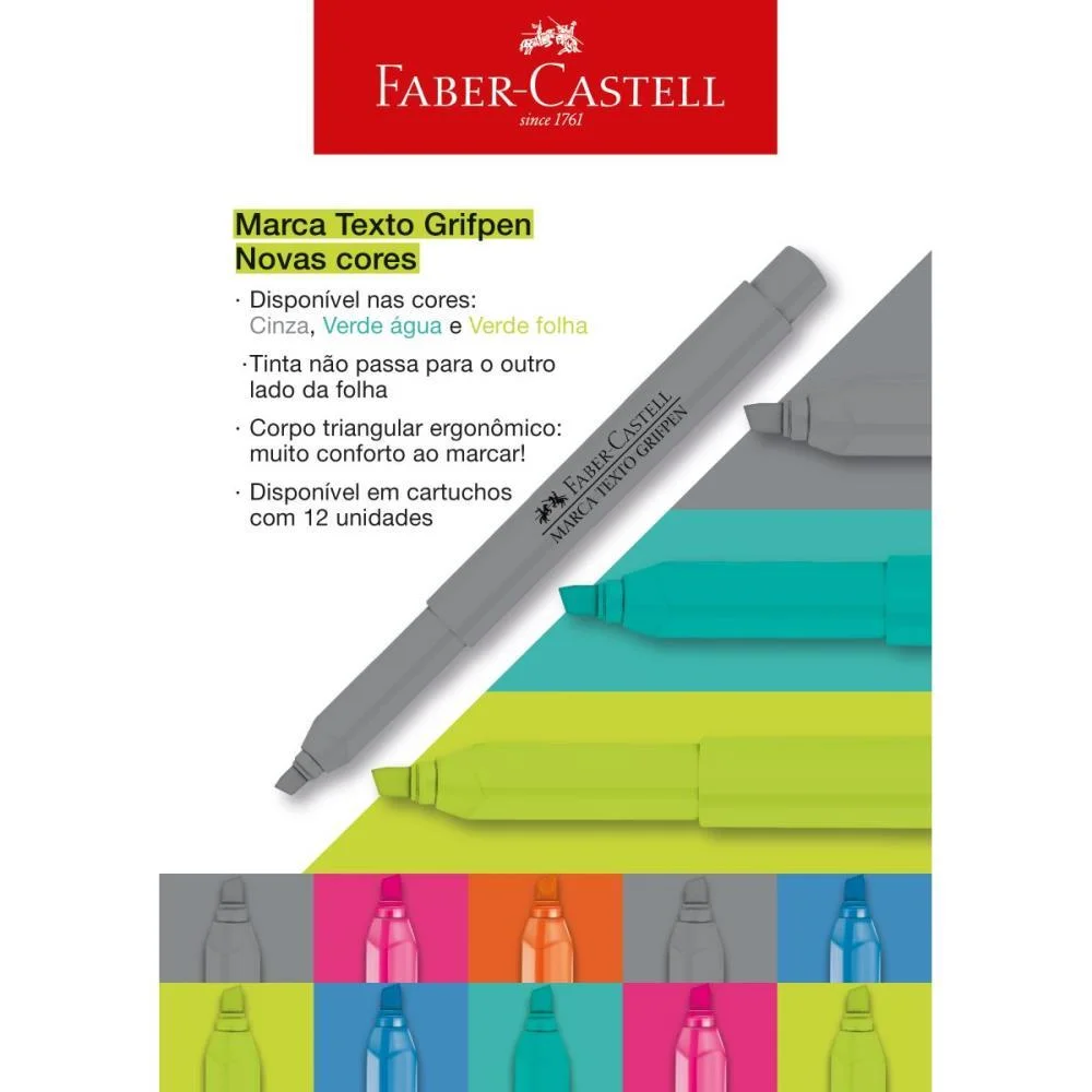 Caneta Marca Texto Grifpen Verde Agua Faber-Castell (Cx.c/12) - imagem 5