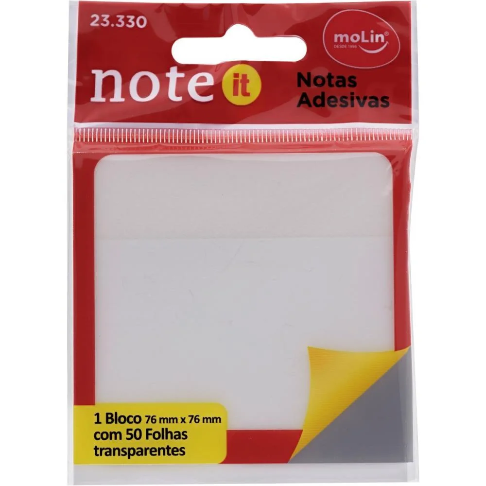 Bloco De Recado Autoadesivo 76Mmx76Mm Transparente C/50F Molin (Blister) - imagem 2