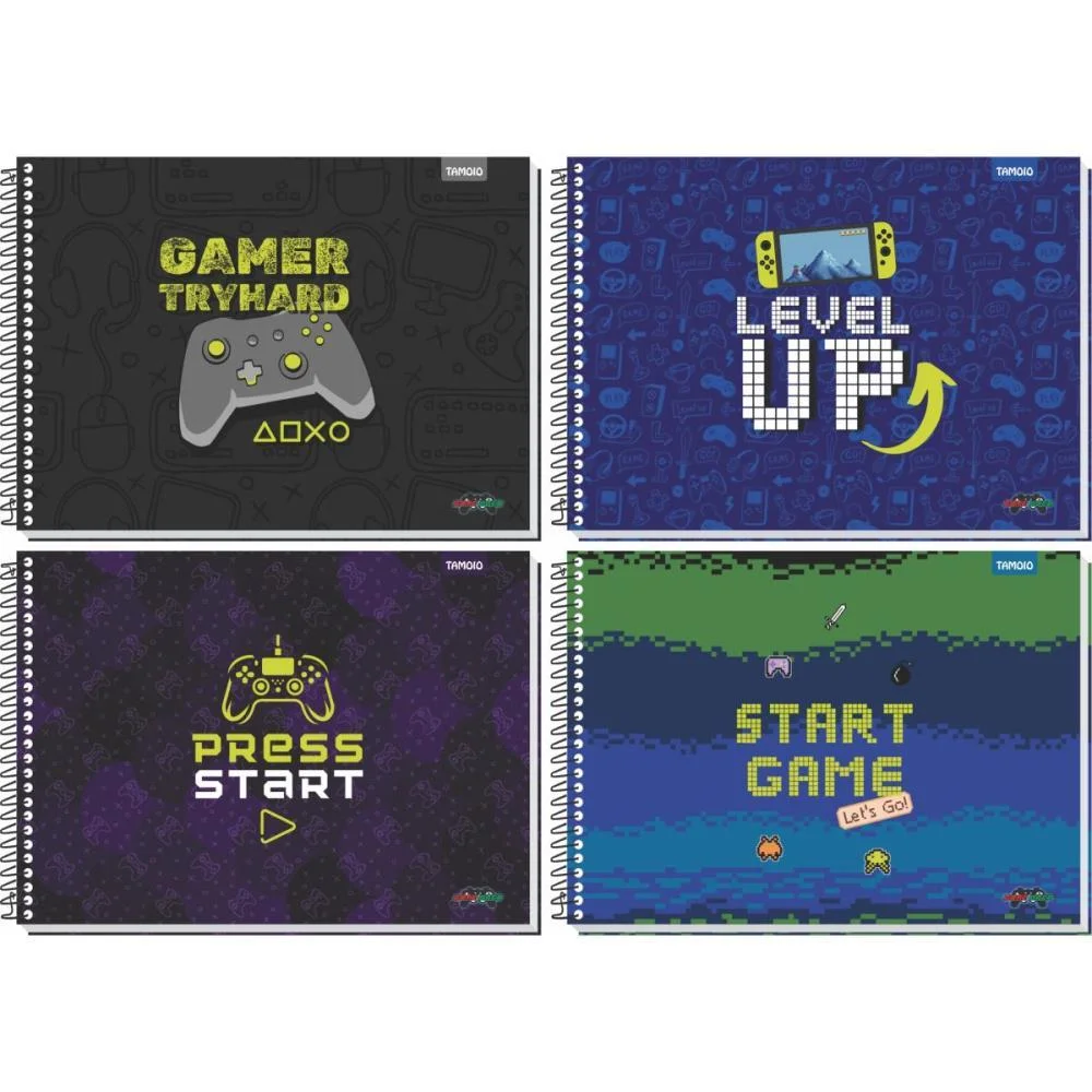 Caderno Desenho Univ Capa Dura Game Over 48F Espiral Tamoio (Pct.c/04) - imagem 3