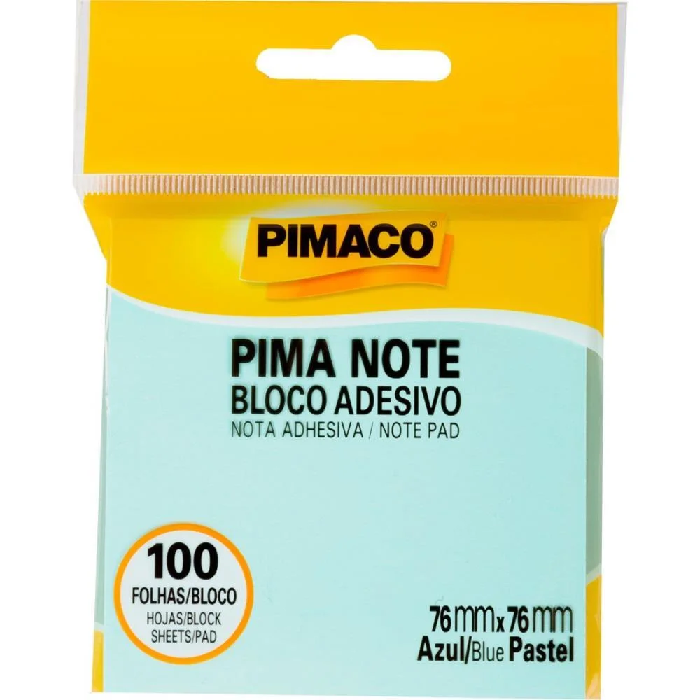 Bloco De Recado Autoadesivo Pimanote Azul 76X76Mm 100Fls Pimaco (Unidade) - imagem 2