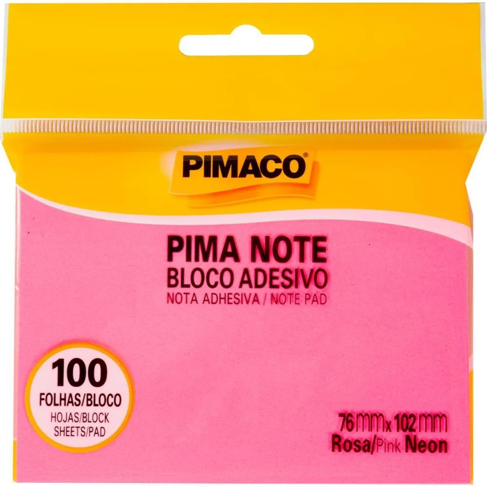 Bloco De Recado Autoadesivo Pimanote Rosa 76X102Mm 100Fls Pimaco (Unidade) - imagem 3