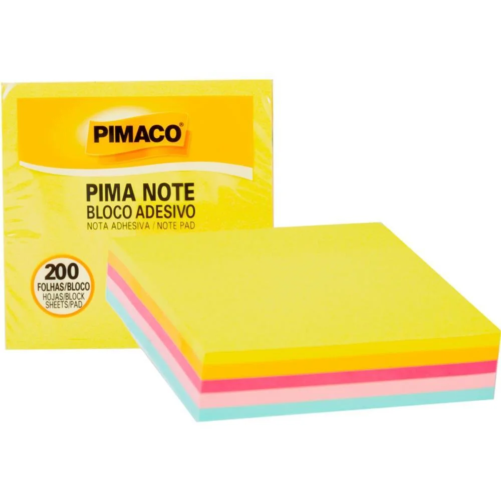 Bloco De Recado Autoadesivo Pimanote Sortidos 76X76Mm 200F Pimaco (Unidade) - imagem 2