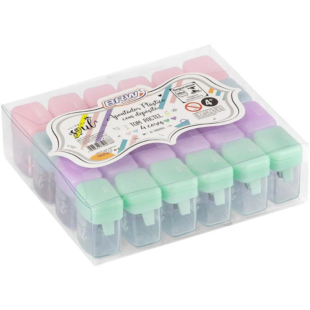 Apontador Com Deposito Soul 4Cores Pastel (S) Brw (Cx.c/24) - imagem 3