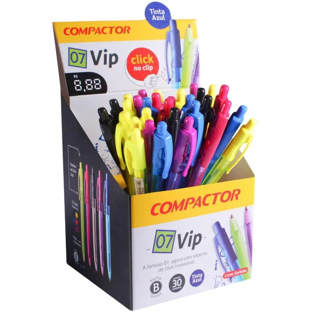 Caneta Esferografica Retratil 07 Vip Grossa Azul Compactor (Dp.c/30) - imagem 2