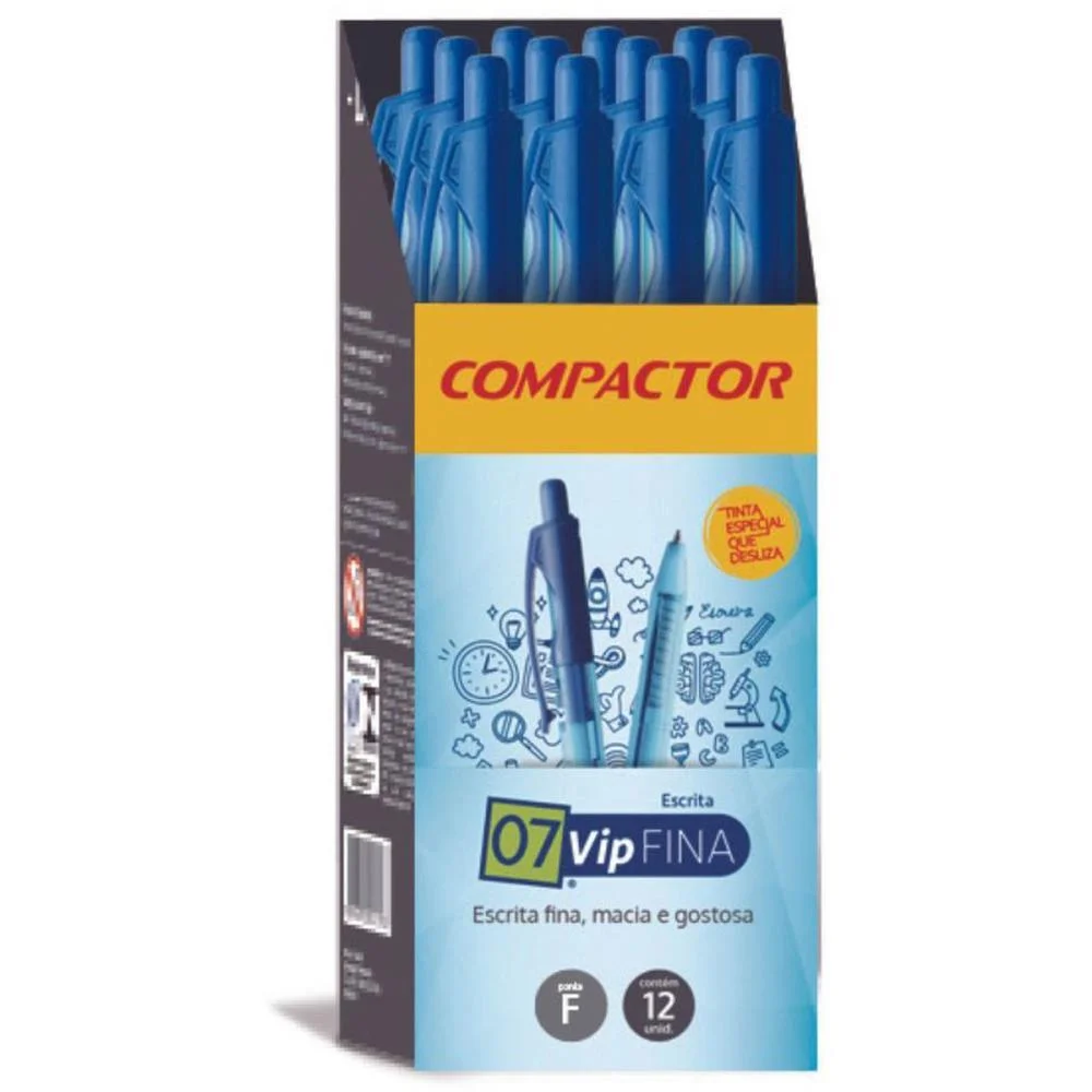 Caneta Esferografica Retratil 07 Vip Fina Azul Compactor (Cx.c/12) - imagem 3