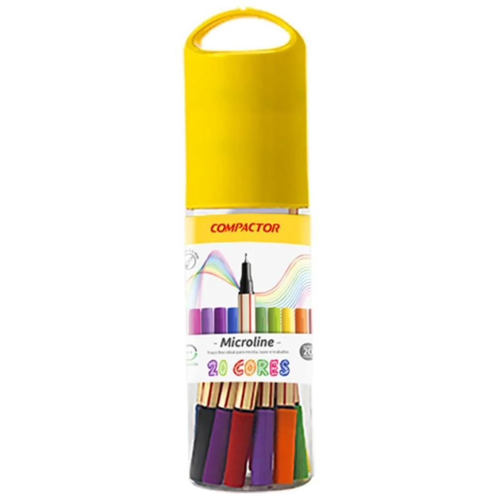Caneta Com Ponta Porosa Microline 20Cores Compactor (Pote C/20) - imagem 2