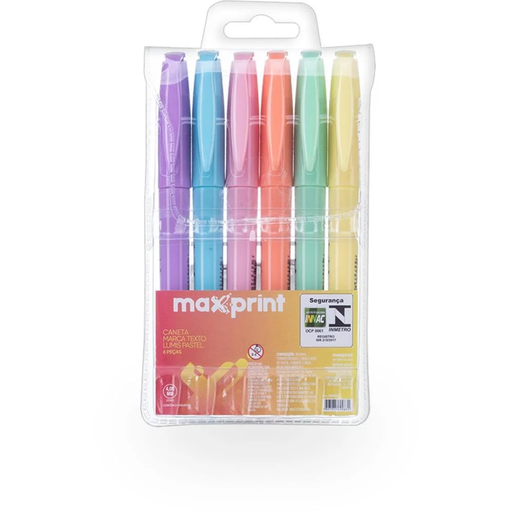 Caneta Marca Texto Lumis Pastel 6 Cores Maxprint (Bl.c/06) - imagem 3