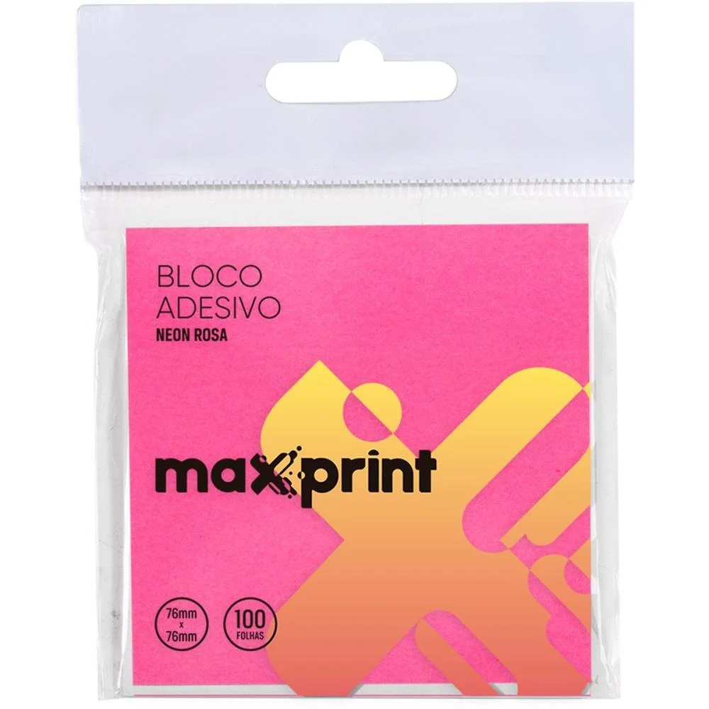 Bloco De Recado Autoadesivo 76X76Mm Rosa Neon 100F Maxprint (Unidade) - imagem 3
