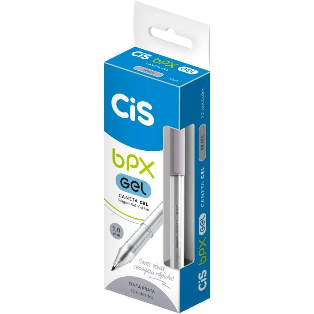 Caneta Gel Cis Bpx Gel 1.0Mm Prata Sertic (Cx.c/12) - imagem 3