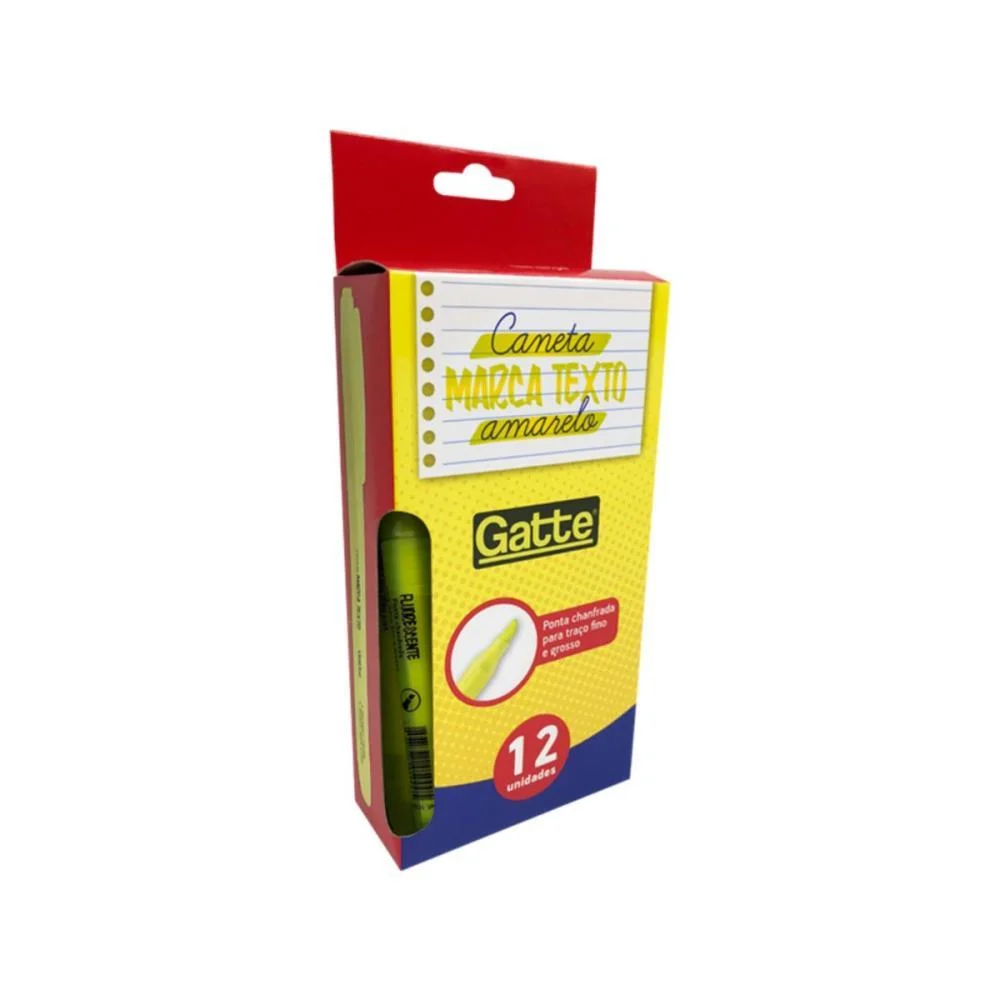 Caneta Marca Texto Gatte Amarela 4Mm Make+ (Cx.c/12) - imagem 2