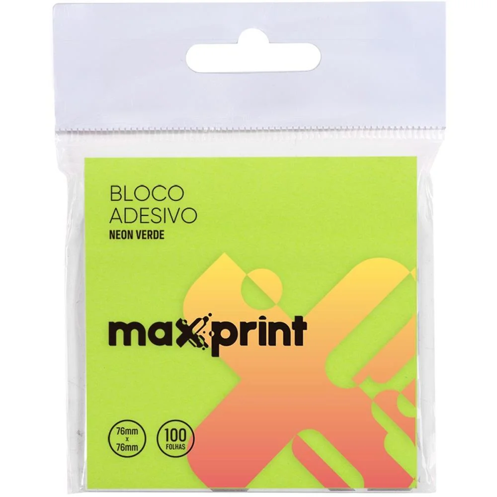 Bloco De Recado Autoadesivo 76X76Mm Verde Neon 100F Maxprint (Unidade) - imagem 3