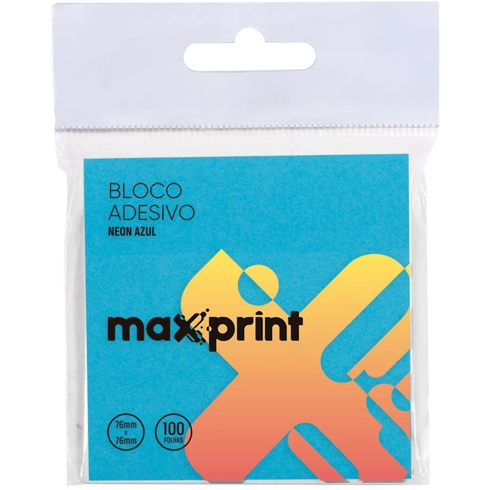 Bloco De Recado Autoadesivo 76X76Mm Azul Neon 100F Maxprint (Unidade) - imagem 2