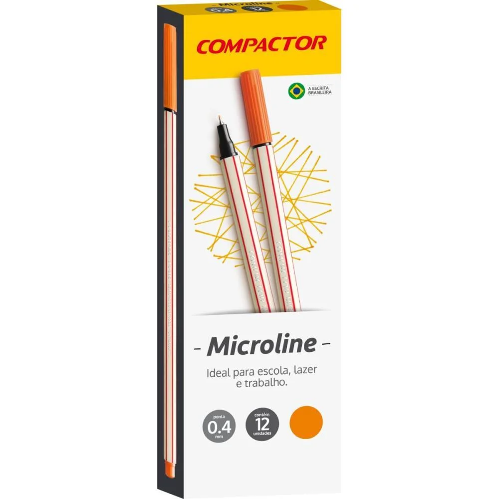 Caneta Com Ponta Porosa Microline 0,4Mm Laranja Compactor (Cx.c/12) - imagem 2