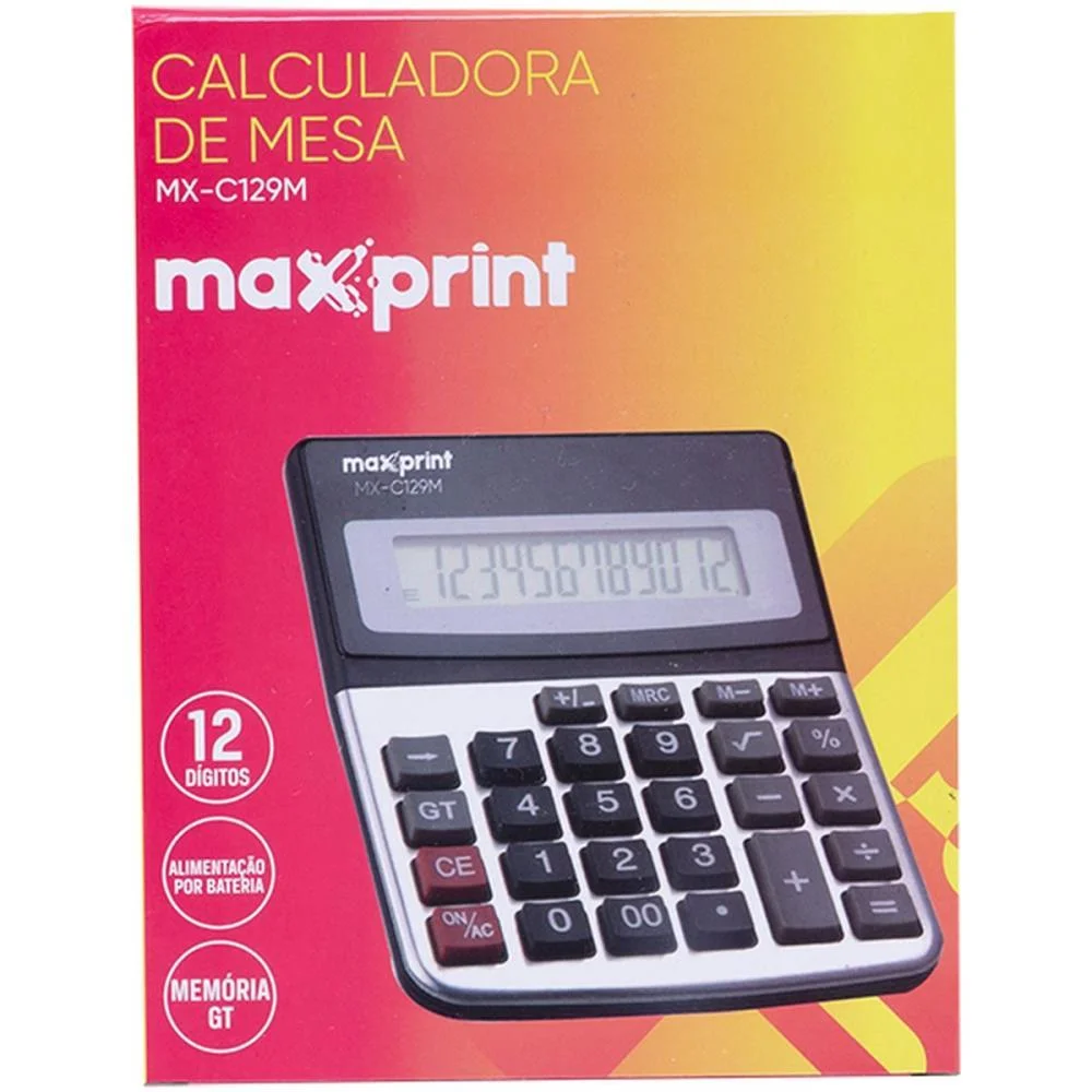 Calculadora De Mesa 12 Dig Mx-129M Preta Maxprint (Unidade) - imagem 4