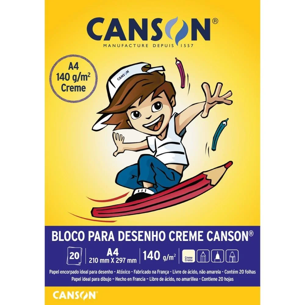 Bloco Para Educacao Artistica Creme Infantil 20F A4 140G Canson (Pacote) - imagem 2