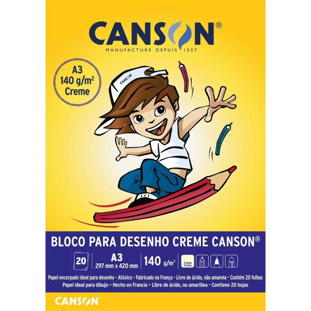 Bloco Para Educacao Artistica Creme Infantil 20F A3 140G Canson (Pacote) - imagem 4