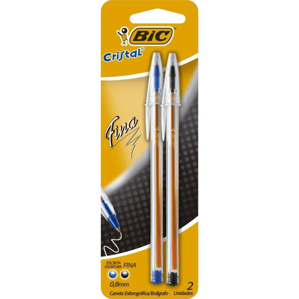 Caneta Esferografica Cristal Fina Az/Pt Bic (Bl.c/02) - imagem 2